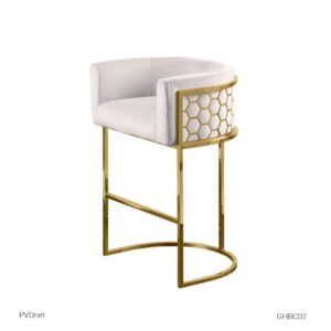 Bar Chair with Gold PVD Coating Frame and Velvet Cushion