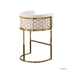 Bar Chair with Gold PVD Coating Frame and Velvet Cushion - Image 2