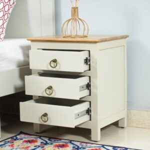 Wooden Bedside Table - Milky White - Image 2