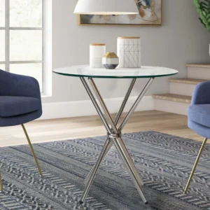 Metal SS Frame Base Center Table with Glass Top - Image 2